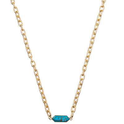 Le collier minimaliste de maillon de chaîne de trombone réglé avec l'hexagone plaqué par or a facetté le cristal