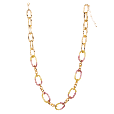 Collier plaqué or coloré de maillon de chaîne du charme 14K d'O-chaîne pour des femmes