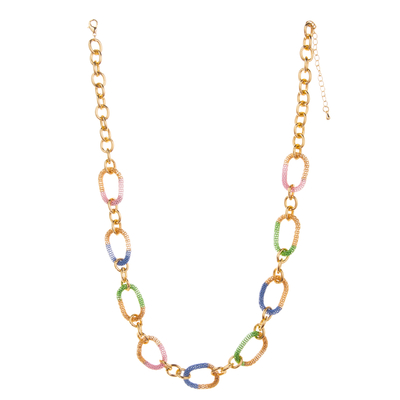 Collier plaqué or coloré de maillon de chaîne du charme 14K d'O-chaîne pour des femmes