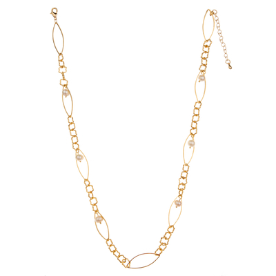Ensemble perlé multicolore pendant plaqué or en gros de collier de maillon de chaîne du trombone 14K