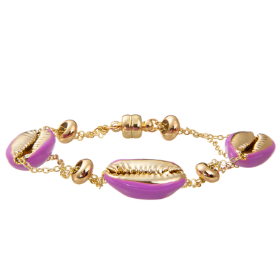 Bracelet magnétique plaqué or coloré de maillon de chaîne de Shell Minimalist Personalized 14K