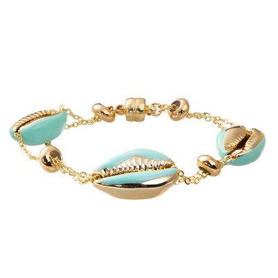 Bracelet magnétique plaqué or coloré de maillon de chaîne de Shell Minimalist Personalized 14K
