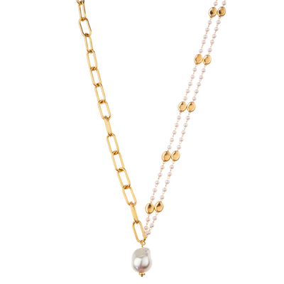 Pierre gemme plaquée or perlée multicolore de maillon de la chaîne 14K/collier pendant de perle/turquoise