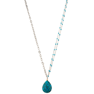 Pierre gemme plaquée or perlée multicolore de maillon de la chaîne 14K/collier pendant de perle/turquoise