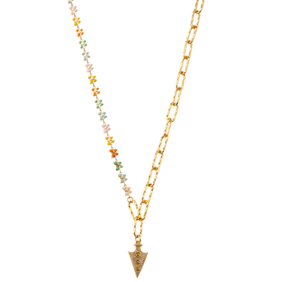 Pierre gemme plaquée or perlée multicolore de maillon de la chaîne 14K/collier pendant de perle/turquoise
