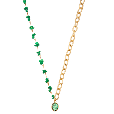 Pierre gemme plaquée or perlée multicolore de maillon de la chaîne 14K/collier pendant de perle/turquoise