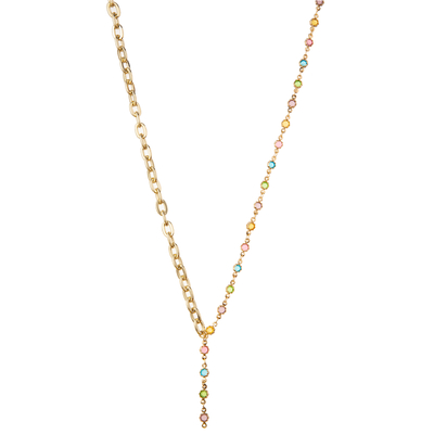 Pierre gemme plaquée or perlée multicolore de maillon de la chaîne 14K/collier pendant de perle/turquoise