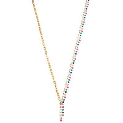 Pierre gemme plaquée or perlée multicolore de maillon de la chaîne 14K/collier pendant de perle/turquoise