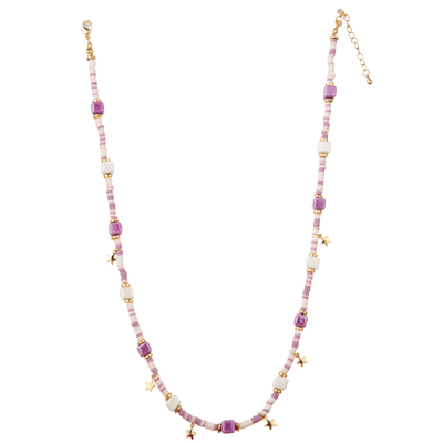 Collier plaqué or perlé multicolore de maillon de la chaîne 14K avec le papillon/fleur/coeur/pendant de Shell/étoile