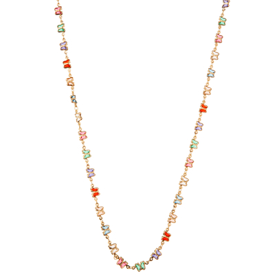 Collier plaqué or perlé multicolore de maillon de la chaîne 14K avec le papillon/fleur/coeur/pendant de Shell/étoile