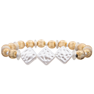 L'argent métallique d'or de sentiment de fashin d'or fourni par usine perle les bracelets faits main de perles de perle en verre baroque de place de mélange