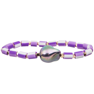 perles de silicone extensibles avec les bracelets faits main de perles de couleur multi en verre baroque de perle