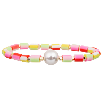perles de silicone extensibles avec les bracelets faits main de perles de couleur multi en verre baroque de perle