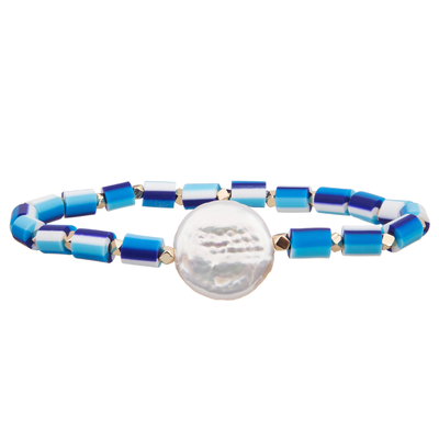 perles de silicone extensibles avec les bracelets faits main de perles de couleur multi en verre baroque de perle