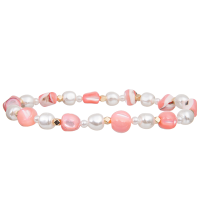 Shell Beads Matched Unshaped colorée naturelle bracelets faits main de perles de perle en verre de 6mm et de 4mm