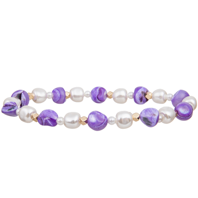 Shell Beads Matched Unshaped colorée naturelle bracelets faits main de perles de perle en verre de 6mm et de 4mm