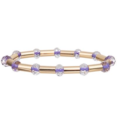Le tube brillant en laiton de nouvel or du style 2023 avec la couleur multi a fait face à Crystal Stretchy Handmade Beads Bracelets