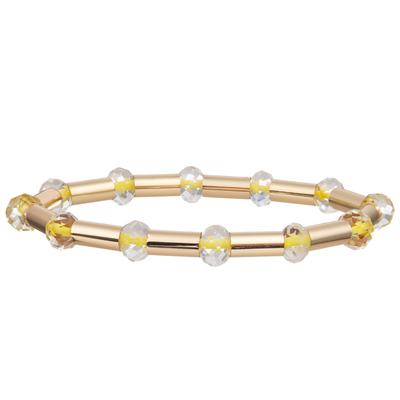 Le tube brillant en laiton de nouvel or du style 2023 avec la couleur multi a fait face à Crystal Stretchy Handmade Beads Bracelets