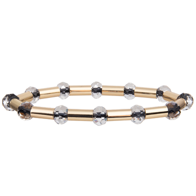 Le tube brillant en laiton de nouvel or du style 2023 avec la couleur multi a fait face à Crystal Stretchy Handmade Beads Bracelets