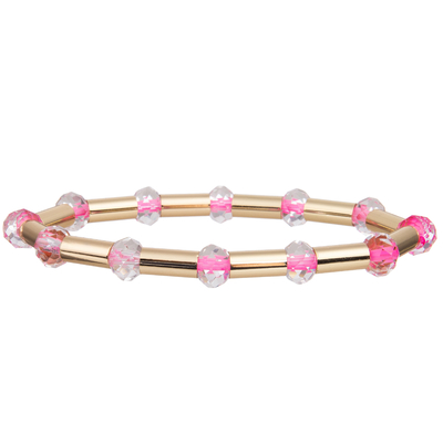 Le tube brillant en laiton de nouvel or du style 2023 avec la couleur multi a fait face à Crystal Stretchy Handmade Beads Bracelets