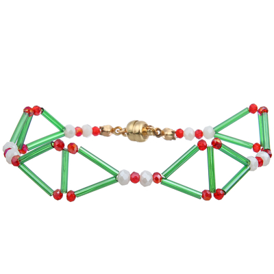 Déclaration triangulaire 3D Perles faites à la main Bracelets (orange/vert/bleu)