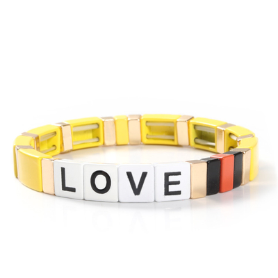 Lettres d'amour réglables de bracelet de tuile d'émail d'arc-en-ciel pour le cadeau