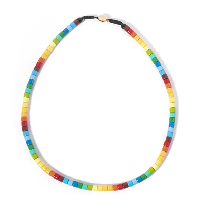 Collier de perle d'émail de tube en métal, collier perlé par Boho multicolore