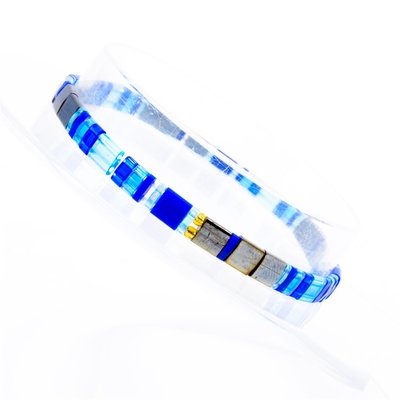 Bracelet bleu de perle de Tila, bracelets de Bohème d'amitié avec des perles