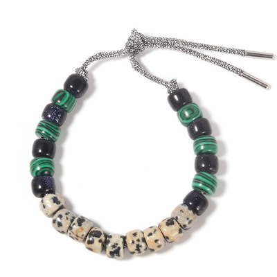 Le forte réglable perle le bracelet avec la pierre naturelle de tache verte de malachite