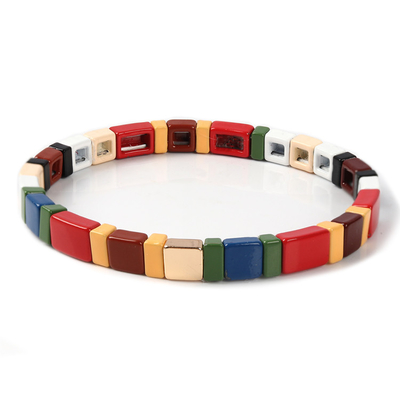 Taille faite main de bracelet de tuile d'arc-en-ciel d'émail en métal une pour épouser
