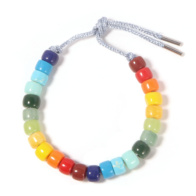 les bracelets perlés réglables d'énergie saine, arc-en-ciel 7 Chakras lapide des bracelets