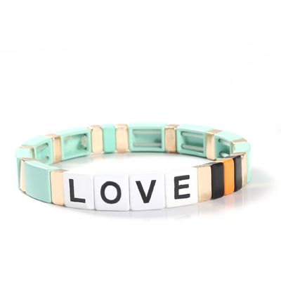 Lettres d'amour réglables de bracelet de tuile d'émail d'arc-en-ciel pour le cadeau
