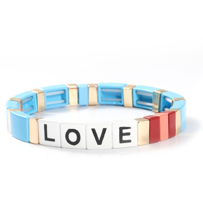 Lettres d'amour réglables de bracelet de tuile d'émail d'arc-en-ciel pour le cadeau