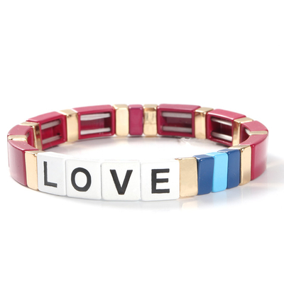 Lettres d'amour réglables de bracelet de tuile d'émail d'arc-en-ciel pour le cadeau