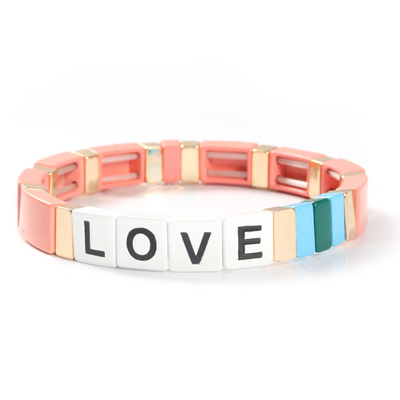 Lettres d'amour réglables de bracelet de tuile d'émail d'arc-en-ciel pour le cadeau