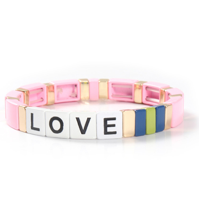 Lettres d'amour réglables de bracelet de tuile d'émail d'arc-en-ciel pour le cadeau