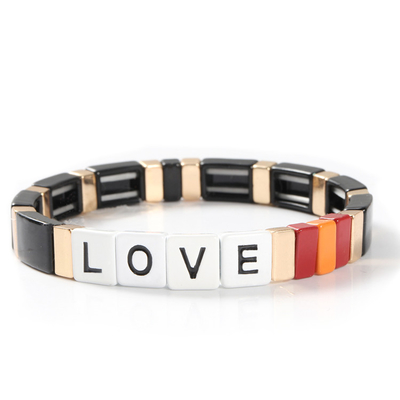 Lettres d'amour réglables de bracelet de tuile d'émail d'arc-en-ciel pour le cadeau