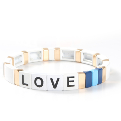 Lettres d'amour réglables de bracelet de tuile d'émail d'arc-en-ciel pour le cadeau