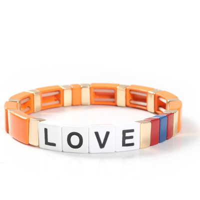 Lettres d'amour réglables de bracelet de tuile d'émail d'arc-en-ciel pour le cadeau