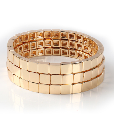 Bracelet fait main de tuile d'émail, bracelets de perle de Boho de couleur d'or