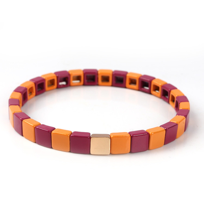 Le bracelet géométrique de tuile d'émail, bout droit multicolore a perlé des bracelets
