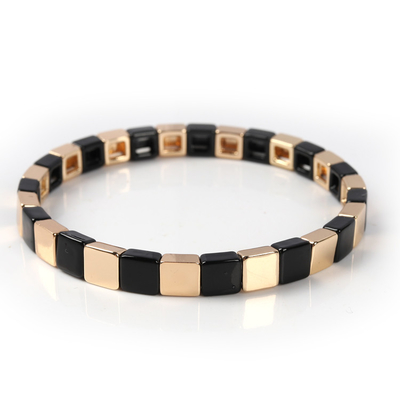 Le bracelet géométrique de tuile d'émail, bout droit multicolore a perlé des bracelets