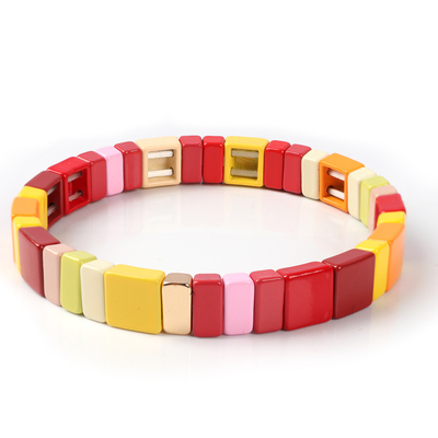 L'alliage fait main peint de bracelet de tuile de bout droit de couleur a ouvré