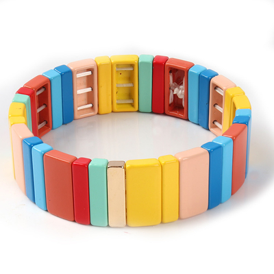Bracelet multi de perle de tuile de la pile 3pcs coloré pour des femmes et des hommes