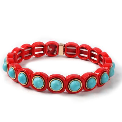 Bracelet multi de perle de tuile de la pile 3pcs coloré pour des femmes et des hommes