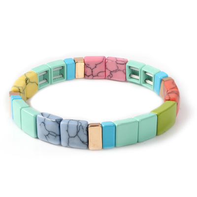 Couleur en pierre naturelle élastique formée par place d'impression de bracelet de perle de tuile d'émail