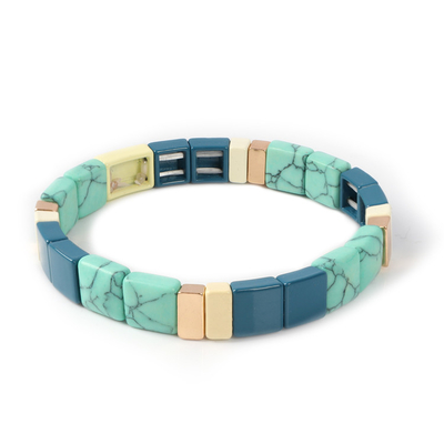 Couleur en pierre naturelle élastique formée par place d'impression de bracelet de perle de tuile d'émail
