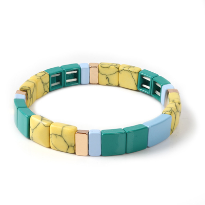 Couleur en pierre naturelle élastique formée par place d'impression de bracelet de perle de tuile d'émail