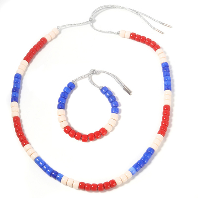 Bracelet de perles de forte de bijoux de kc, blancs des Etats-Unis et bleus bracelets perlés rouges