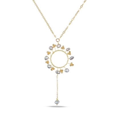 Collier perlé de pendant de fleur de perle d'OEM, collier d'eau douce naturel de perle